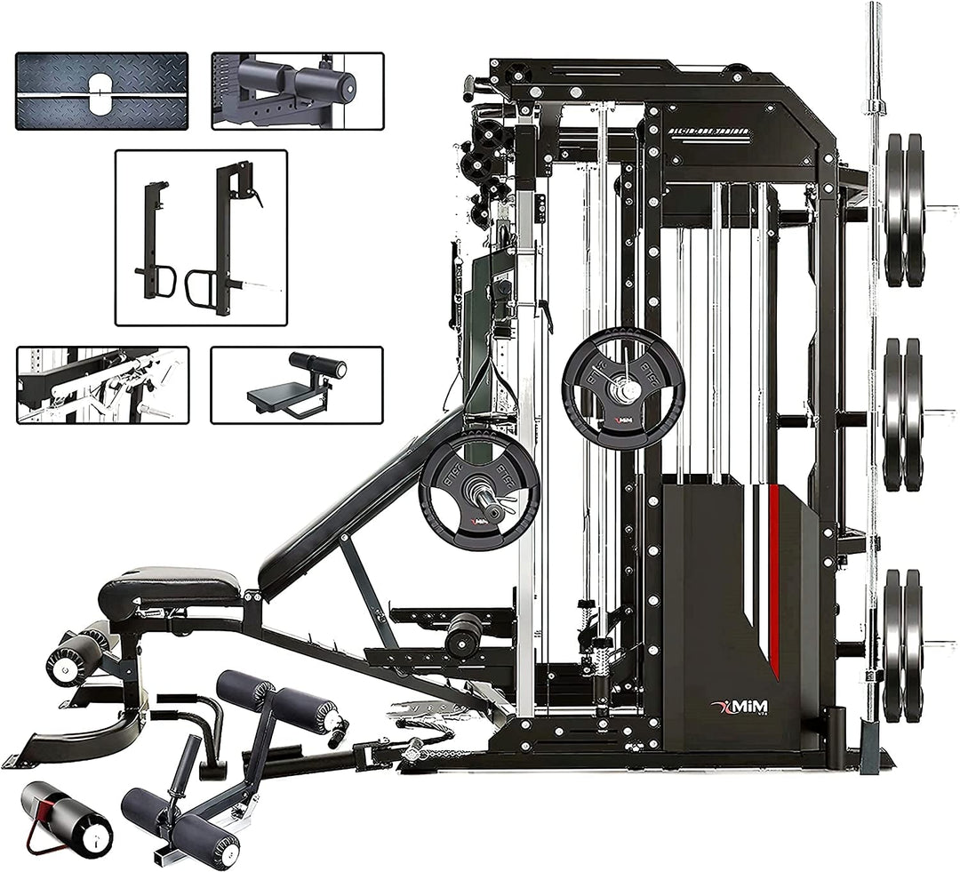 MiM USA Hercules Ex, Commercial Smith Machine & Functional Trainer, All-in-One Gym Trainer w/ 400 Lbs.