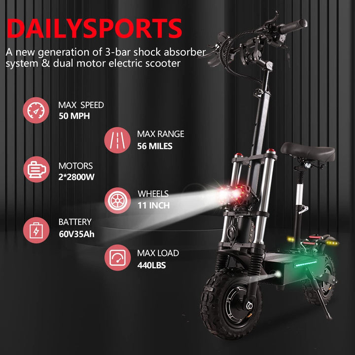 DailySports Electric Scooter Adults 50 MPH, 5600W Motor