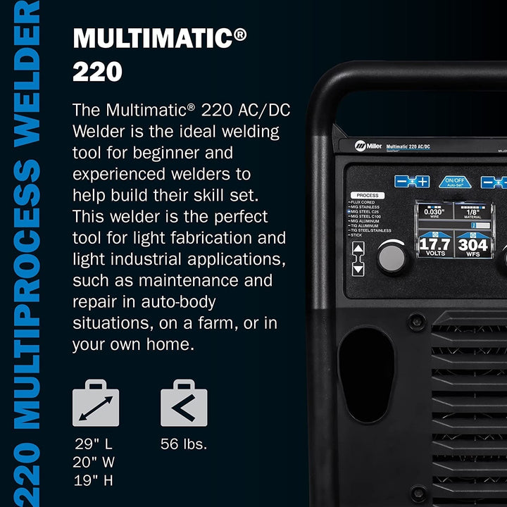 Miller Multimatic 220 AC/DC Multiprocess Welder, for 120/240-Volt Power Sources