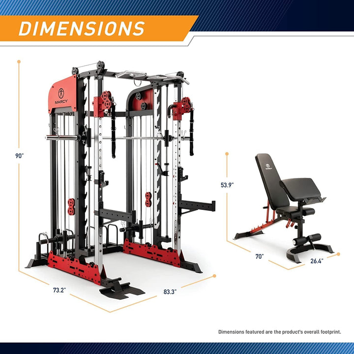 Marcy Pro Deluxe Smith Cage Home Gym System for Weight Training SM-7553