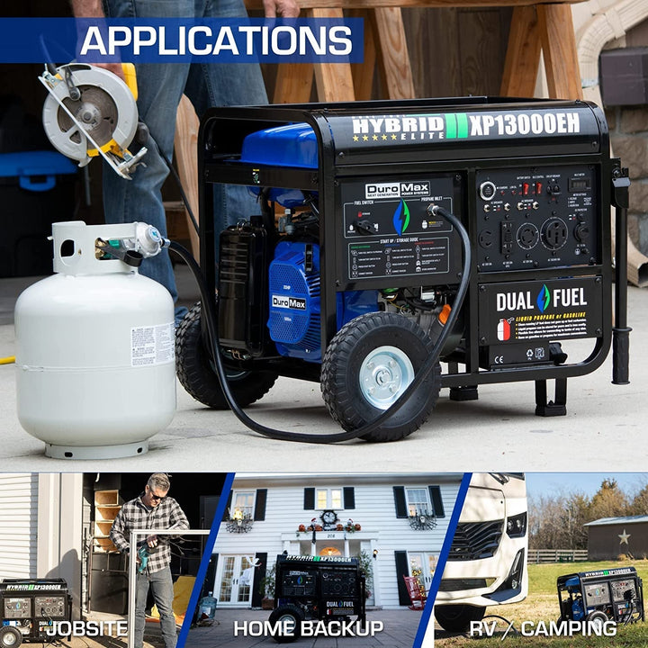 XP13000EH Dual Fuel Portable Generator 13000 Watt Gas or Propane Powered Electric Start-Home Back Up, Blue/Gray