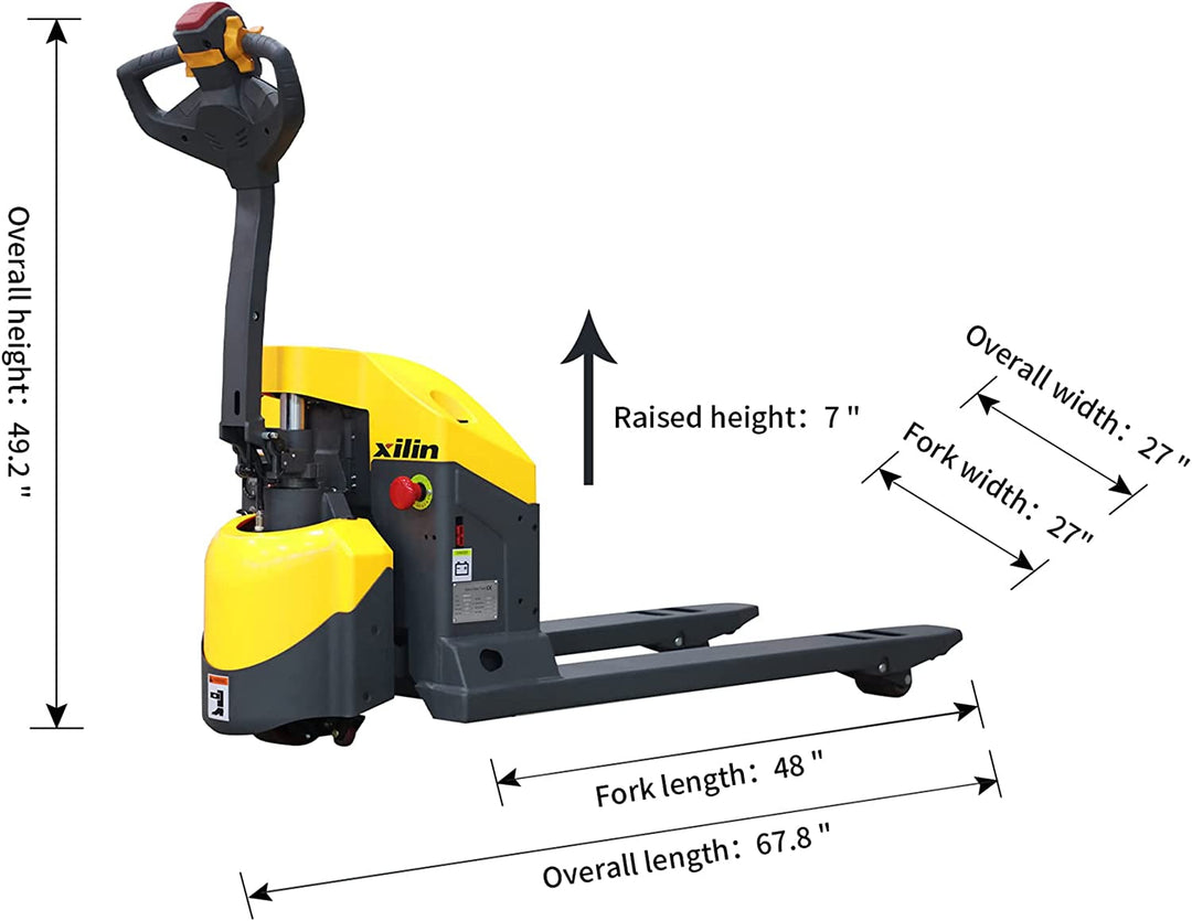 Electric Powered Pallet Jack 3300Lbs Capacity Mini Type Walkie Pallet Truck 48"X27" Fork Size