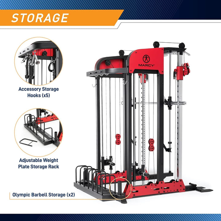 Marcy Pro Deluxe Smith Cage Home Gym System for Weight Training SM-7553