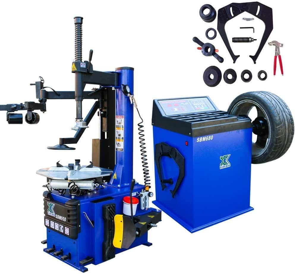 XK USA 1.5 HP Automaticw Tire Machine Tire Changer Wheel Balancers Machine Rim Balan CER Combo 960 680 Rim Clamping 12″-24″ w/Auxiliary Arm and Air Bead Blaster Function