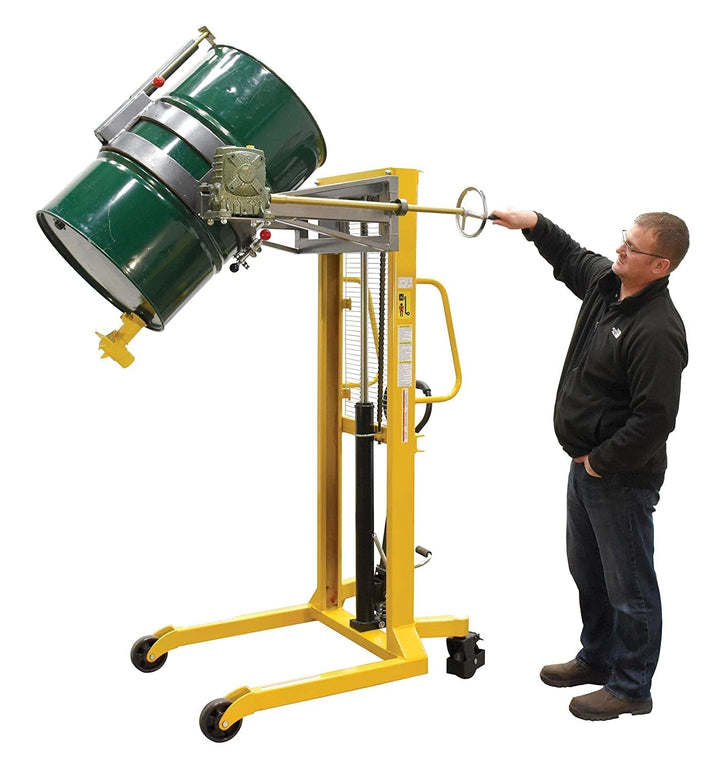 Vestil Drum-Lrt-Ec Drum Lifter/Rotator/Transport with Strap, 44" Length X 82" Height X 40" Width, 550 Lb. Capacity, Yellow